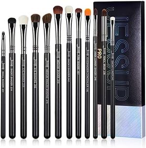 Jessup Eyeshadow Makeup Brushes Set 12pcs Eye Make up Brushes Set Professional Premium Sythetic Eye Shadow Blending Smoky Shader Concealer Brush Black T339