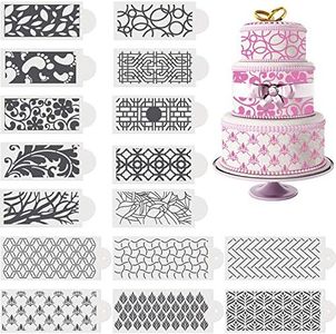 16 Pieces Cake Decoration Stencils Templates Floral Wedding Cake Molds Cookie Fondant Dessert Decorating Supplies Spray Flower Edge Molding Baking Mesh Tool (Classic Style)
