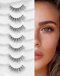 Onlyall Natural Lashes Wispy Lashes Natural Look False Eyelashes Natural Flared Eyelashes False Eye Lashes Soft Fluffy Lashes 7 Pairs D12 Flirty-13mm