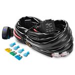 MICTUNING HD+ 12 Gauge 600W LED Light Bar Wiring Harness Kit w/ 40Amp Relay, 3 Free Fuse, Rocker Switch Blue(2 Lead 12ft)