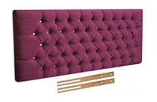 CHENILLE FABRIC 20" CHESTERFIELD HEADBOARD FOR DIVAN BED BASE (Purple, 4FT6 - DOUBLE)