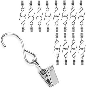DIWUJI Métal Traîner Clips Crochet, Pince Cintre pour Rideau, Partie Guirlande Lumineuse, Extérieur Activités Fil, Maison Décoration, 25 Pièces