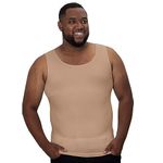 QORE LOGIQ Gynecomastia Compression Shirts for Men Tank Top Body Shaper, Fajas para Hombres, Mens Slimming Undershirt Belly Shirt Sleeveless L Beige