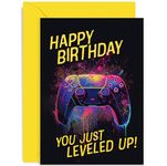 Gamer Birthday Card - Games Controller Birthday Card for Boy and Girl - Teenager Birthday Cards for Him Her - Gaming Birthday Card for Son Brother Grandson Nephew - Video Game Birthday Gift