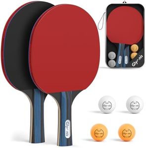 Glymnis Table Tennis Set of 2 with 4 Balls, Table Tennis Paddle Set with Storage Case, Portable Ping Pong Rackets for Indoor Outdoor Games