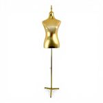 Gold Female Mannequin Torso Pinnable Dress Form with Adjustable Metal Stand 130–180cm Height, UK Size 14 Display Bust 98cm Waist 76cm Hips 100cm for Tailoring, Retail & Studio Use