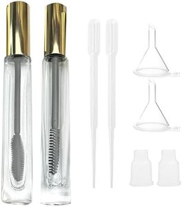 dootdott Empty Mascara Tube and Wand Glass, 3PCS 10ml Empty Mascara Tube and Lip Gloss Tubes, Lash Spoolies with Tube, Eyelash Growth Packing Tube Container for Home and Travel (A)