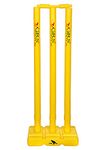 GRS India Best Heavy Plastic Cricket Stumps Set - 3 Stumps + 2 Bails + 1 Stand (Yellow)(Plastic Wicket Set) Cricket Standard Wickets for Cricket Ground, Match, Tournament Stump with Stand & Bails