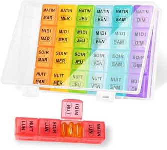 Pilulier Semainier,Pilulier Journalier,Dose 4 Fois par Jour,Organiseur de Médicaments avec 28 Compartiments,Design Détachable,Pour les Huiles de Poisson, les Vitamines,les Compléments Alimentaires