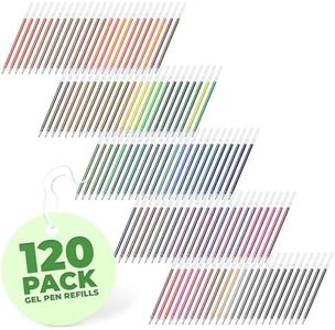 120Pcs Gel Pen Refills - Glitter Gel Pens for Coloring Metallic Gel Pens Colored Pens Pastel Pens for Drawing Fluorescence Neon Gel Pens Ink Pen Refills Glitter Pens - Colorful Pens Glitter Pen Set