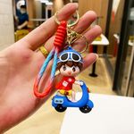 GRACIOUS MART Keychains Are Small, Decorative Items Character Cartoon Silicone Keychains And Keyrings Set For School Bags, Bike, Car Birthday Gifts (Scooty Red Boy)