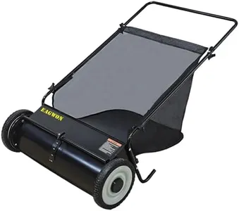 EAGWON Push Lawn Sweeper, 26-Inch Width, 7 Cu. Ft. Hopper Capacity, 4 Spinning Brushes, Adjustable Height, Durable Steel Frame with Rubber Wheels, Ideal for Leaves and Grass