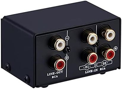 Montloxs LINEPAUDIO Audio Switcher RCA 2 en 1 salida / 1 en 2 salidas A/B Switch Stereo Audio Splitter Box con conector RCA sin distorsión para cambiar entre altavoces de computadora y auriculares