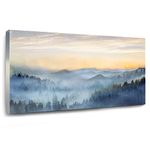 Sunrise Wall Art for Living Room Forest Canvas Wall Art Misty Wall Decor for Bedroom Mountain Pictures for Wall Ready to Hang 75cmx150cm