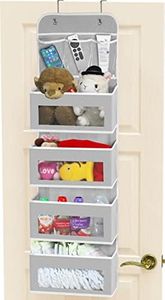 SimpleHouseware 4 Tier Over The Door Storage Hanging Organiser Nursery Storage with 3 Pockets, Grey