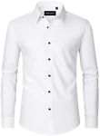 Alimens & Gentle Mens Dress Shirts Long Sleeve Wrinkle-Free Formal Shirts Wedding Dating Business Casual Button Down Shirt, White, Medium