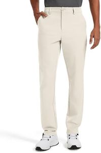 Vytroon Men's Slim Fit Stretch Golf & Dress Pants 34'' - All-Day Comfort Performance Pants for Work, Business Casual & Travel Cream Beige, 38W x 34L