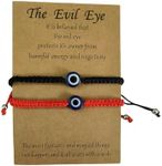 la luen 2Pcs Lucky Evil Eye Bracelets,Adjustable Handmade Braided Black Red String for Women Men Boys Girls Friendship Couple Minimalist Jewelry (Red+Black-Eyes Bracelet Set)