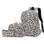 Yusudan Leopard Girls School Backpack Set, Kids Teens School Bag Bookbag with Lunch Bag Pencil Bag