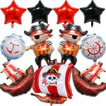 Pirate Birthday Party Decorations Balloons - 12 Pieces Pirate Birthday Balloons Pirate Ship Foil Balloons, Pirate Cosplay Theme Party Supplies for Boys