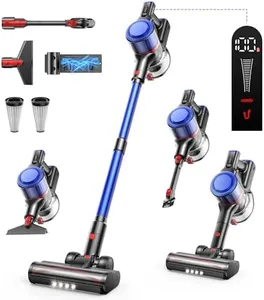 Fieety Cordless Vacuum Cleaner, 45Kpa 550W 60Mins Vacuum Cleaners for Home, Self-Standing Stick Vacuum Cleaner with Wall Mount Charging, Scented Card, for Furniture, Carpet, Pet Hair, Hard Floor