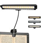 Rechargeable Music Stand Light, 19 LEDs Clip On Reading Light - 3 Level Brightness Settings, Color Temperature Optional (Warm/Cool White/Natural Light Color), Perfect for Piano, Reading,Working