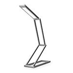 kwmobile Rechargeable LED Folding Desk Lamp - Dimmable Portable Aluminium Table Light for Home, Reading, Studying, Travel with Micro USB - Anthracite