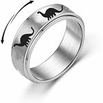 Punk Dinosaur Fidget Spinner Rings for Women Men Hypoallergenic Stainless Steel Ring Stress Relieving Anxiety Ring Jurassic Dinosaurs Rotate Freely Finger Band for Girl Boy Comfort Fit Jewelry Gift Christmas Birthday, 8, Metal, new