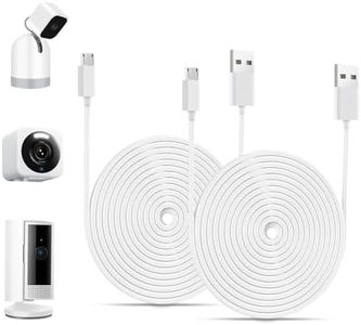 TEKCAM Charger Extension Cable Compatible with Blink Mini Pan Tilt, WYZE Cam V4, Ring Indoor Cam (2nd Gen), Micro USB Extension Power Cord, Waterproof Security Camera Charging Cable, 2 Pack, 16 FT