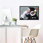 Banksy Monkey Graffiti Wall Art Poster For Guys - Gamer Room Gorilla Decor - Music Studio Chimp Artwork - 22x16 inches