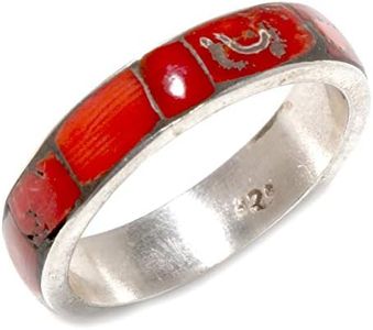 Red Coral Gemstone Ring For Women Men 925 Sterling Silver Modern Designer Fashion Handmade Band Ring Party Jewellery couple band promise ring Size T1/2
