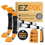 EZPIK Pro 43" Foldable Grabber Reacher Tool for Seniors, Heavy Duty Extended Trash Picker Upper Grabber Equipment with Claw Gripper and Magnet, Aluminum Pick Up Stick for Reaching Aids (Silver)