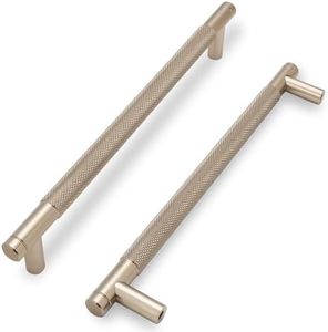 COTYKILEY 10 Pack 7.5 Inch(192mm) Champagne Bronze Knurled Cabinet Handles Gold Knurled Kitchen Cabinet Pulls Cabinet Door Handles Kitchen Cabinet Hardware Cupboard Drawer Pulls