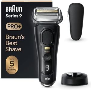 Braun Series 9 PRO Plus Electric Shaver for Men, 5 Pro Shave Elements and Precision Long Hair ProTrimmer, Charging Stand, Wet and Dry Electric Razor with 60min Runtime, 9510s, Black