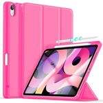 Hoidokly iPad Air 5th Generation Case iPad Air 4th/5th Case 10.9 inch 2022 2020 with Transparent Back/Pencil Holder/Auto Sleep (10.9 Solid Color Case, Watermelon Red)