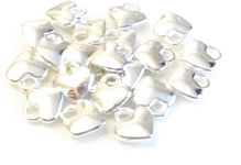 Angel Malone 20 Pieces of Quality Plated 3D Double Sided Mini Puff Hearts Pendants Charms Jewellery Making Beads & Findings - UK SELLER (Silver)