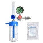 ALEXERA OXYGEN FLOW METER WITH REGULATOR AND HUMIDIFIER BOTTLE WITH OXYGEN CANNULA