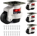 Leveling Machine Casters with Rubber Pad,FM-100F Plate Mounted Retractable Workbench Caster,Leveling Feet Wheels,Loading Capacity 6600 lbs, Pack of 4(3 INCH)