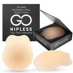Go Nipless Breathable Lift Nipple Covers – Reusable Silicone Nipple Covers with Micro-Perforated Cooling Holes – Invisible Lift Pasties for Bridal, Backless & Strapless Dresses