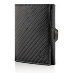 Trusador Verona Men,Women Wallets Trifold Slim Front Pocket Leather RFID Wallet (Carbon, with Coin Pocket)