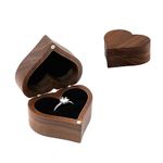 Movstriker Wooden Wedding Ring Box Heart Shape Engagement Ring Box Vintage Ring Gift Box Walnut Jewelry Ring Storage Box for Proposal Wedding Anniversary Ceremony