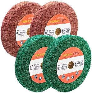 RENOTEC 6 Inch Flap Wheel, Non-Woven Abrasive Polishing Wheel, 1 Inch Thickness, 3/4 Inch Arbor, for Bench Grinder (Assorted Grit240 Grit320)