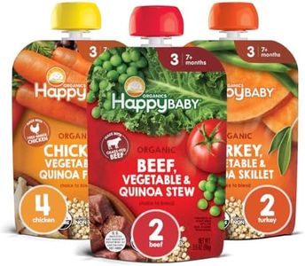 Happy Baby Organics Savory Blends Stage 3 Baby Food Puree, Meats & Veggies 3 Flavor Variety Pack (Pack of 8)