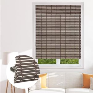 SEEYE Cordless Bamboo Blinds, Light Filtering Roller Shades, Natural Roman Shade, Easy to Install for Windows, Door, Patio, Bedroom, 44" W x 64" H, Brown