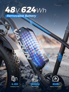 VARUN 26" Fat Tire Electric Mountain Bike – 48V 13Ah Battery, LCD, 100km Range