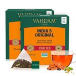 VAHDAM, India's Original Masala Chai Tea (30 Pyramid Tea Bags) Non GMO, Gluten Free, No Artificial Flavors | Blended w/Exotic Spices | Chai Tea Bags | Resealable Ziplock Pouch