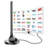 TV Antenna 2024 Newest Digital TV Antenna Indoor with Strong Magnetic Base, 360°&Long Range Reception for Local Channels, Easy Installation Support 4K 1080p for Free Local Channels (DT012-11)