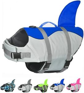 Doglay Dog Life Jacket, Ripstop Cute Shark Dog Life Jacket with Superior Buoyancy and Rescue Handle, Adjustable Dog Life Vests for Swimming Boating, Pet Flotation Vest for Small Medium Large Dogs