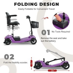 Discover Mobility Pilot 2026 Portable Mobility Scooter, 4mph, 136kg, Purple