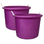 Homz 17 Gallon Indoor Outdoor Storage Bucket w/Rope Handles, Orchid (2 Pack)